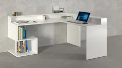 Scrivania angolare con sopralzo Cube in finitura Bianco Lucido
