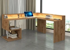 Scrivania angolare con sopralzo Cube in finitura Rovere Wotan
