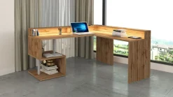Scrivania angolare con sopralzo Cube in finitura Rovere Wotan