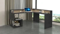 Scrivania angolare con sopralzo Cube in finitura Ardesia