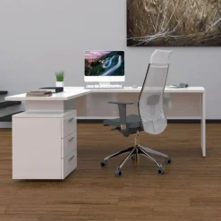Scrivania con cassetti bianco lucido Carson