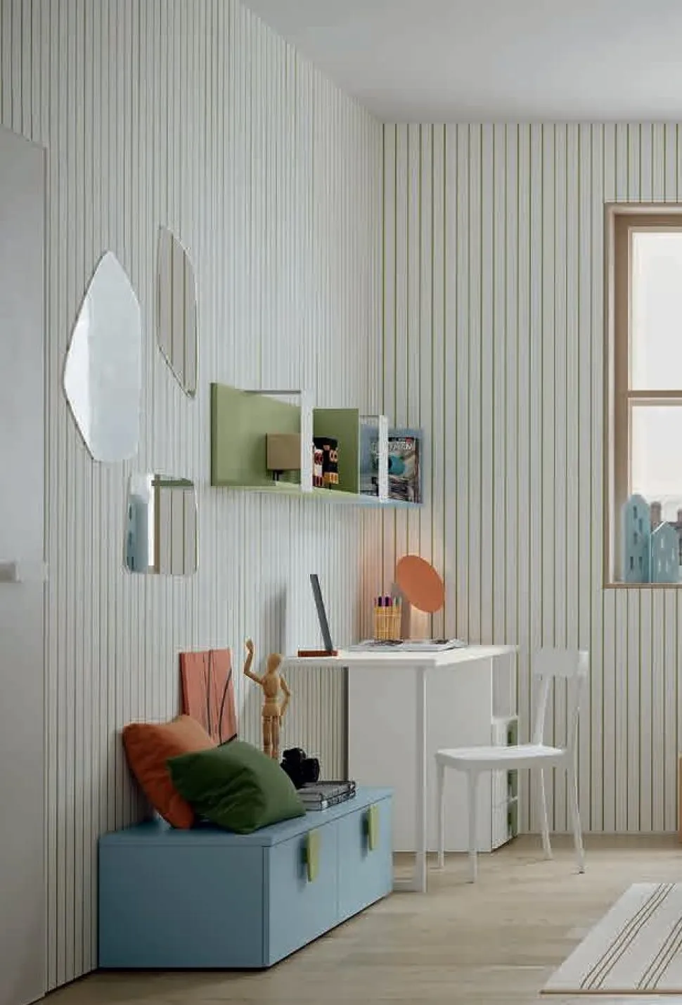 Scrivania con cassetti Perry linea Volo disponibile in 2 misure e 15 colorazioni