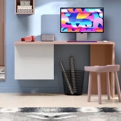 Scrivania con cubo contenitore sospeso disponibile in 4 colori e 2 misure