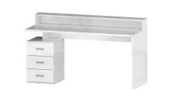 Scrivania con sopralzo e 3 cassetti Carson in Bianco Lucido