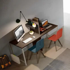 Scrivania Doppia con divisorio centrale Noce moro disponibile in vari colori