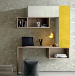 Scrivania Elisa 2 linea Alba in finitura legno e ante pensili in vetro