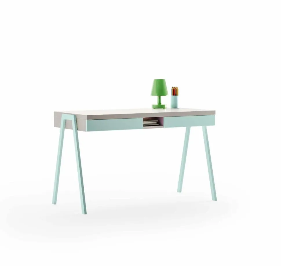 Scrivania Miu linea Colorfull con gambe in metallo verniciato