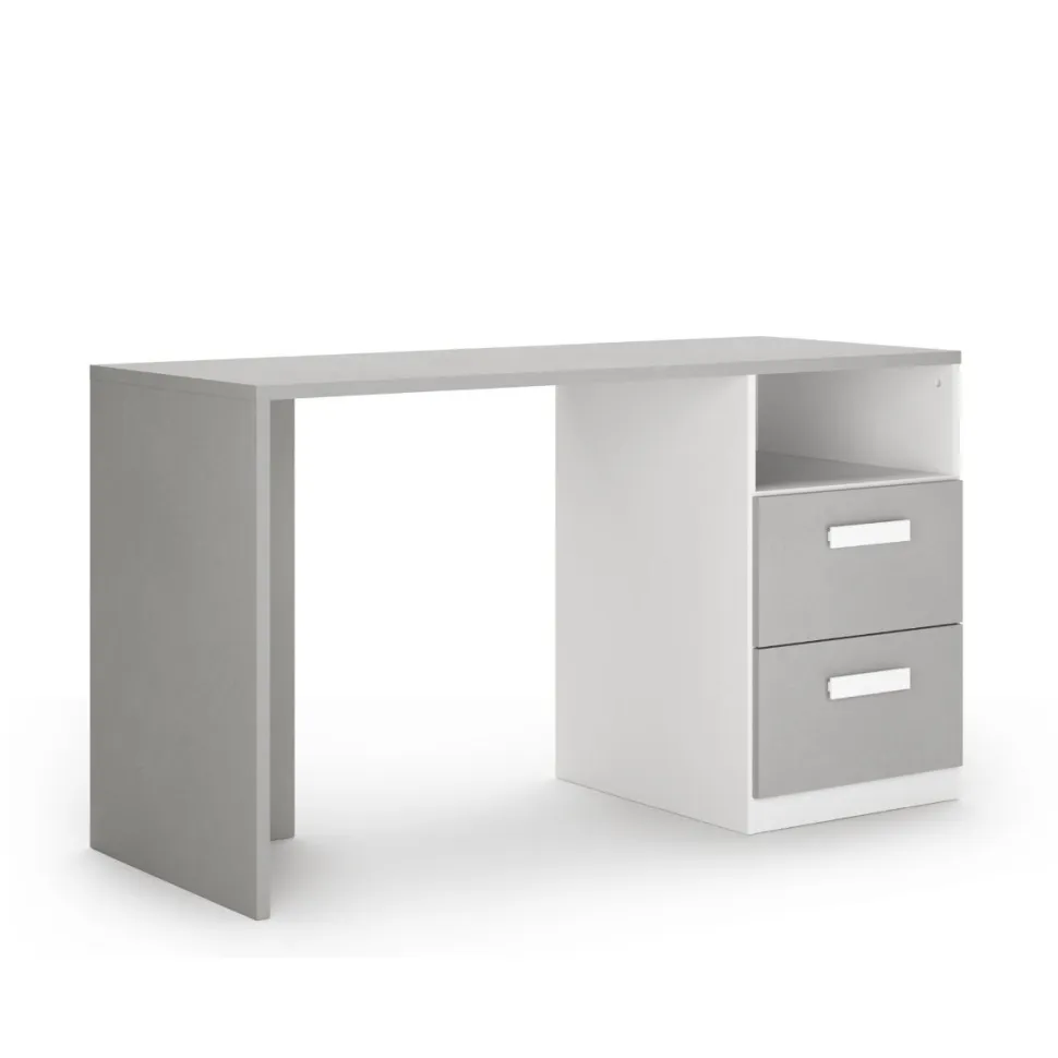 Scrivania moderna con 2 cassetti e Maniglie sagomate disponibile in 4 colori e 2 misure