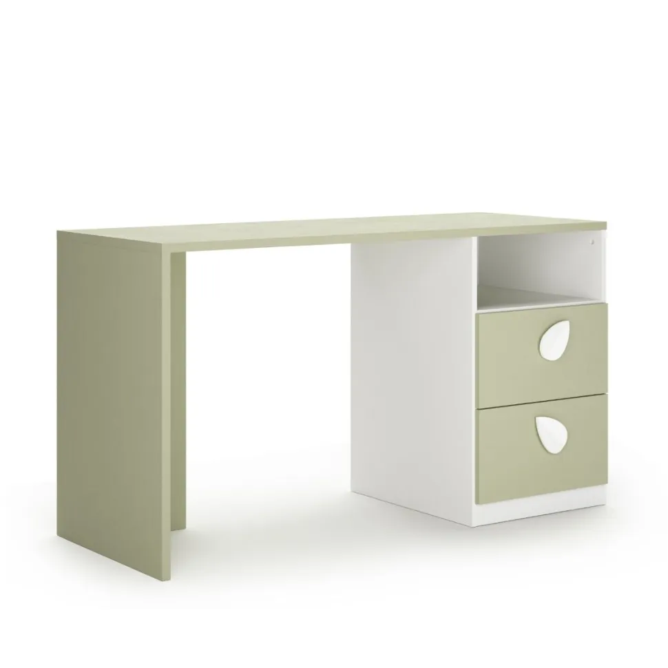 Scrivania moderna con 2 cassetti e Maniglie sagomate disponibile in 4 colori e 2 misure