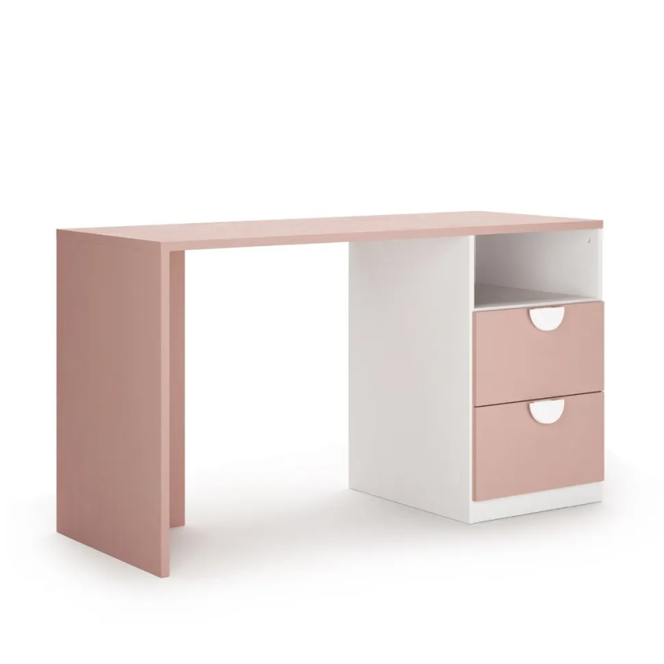 Scrivania moderna con 2 cassetti e Maniglie sagomate disponibile in 4 colori e 2 misure
