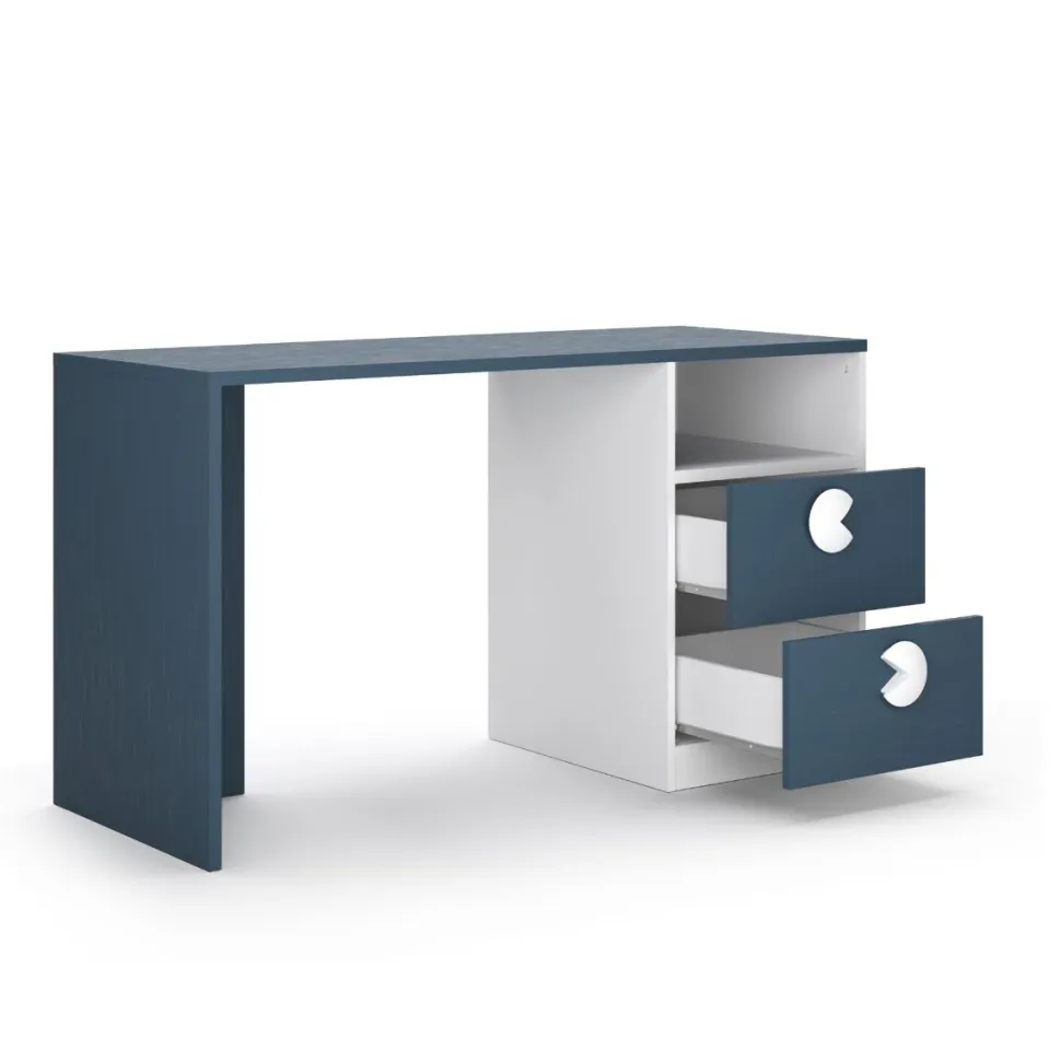 Scrivania moderna con 2 cassetti e Maniglie sagomate disponibile in 4 colori e 2 misure