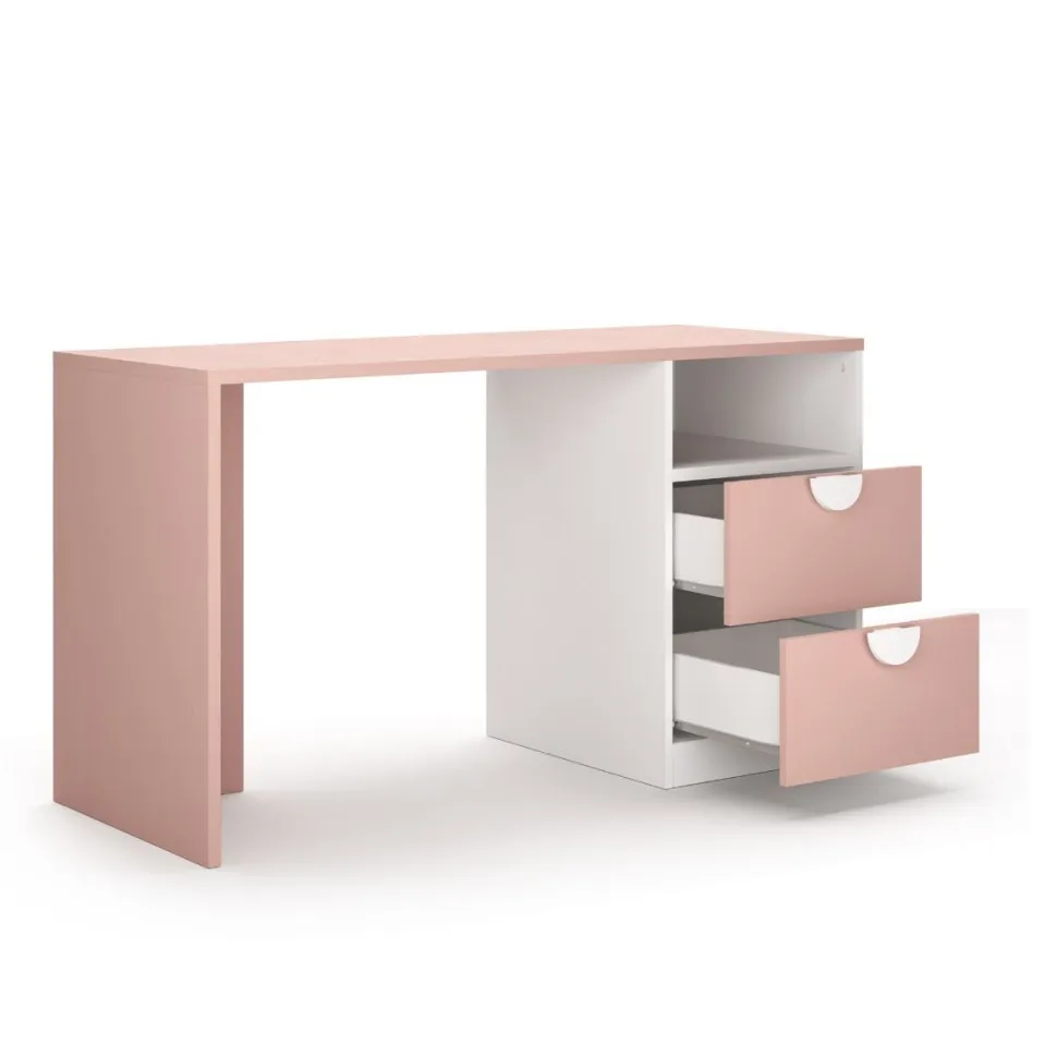 Scrivania moderna con 2 cassetti e Maniglie sagomate disponibile in 4 colori e 2 misure