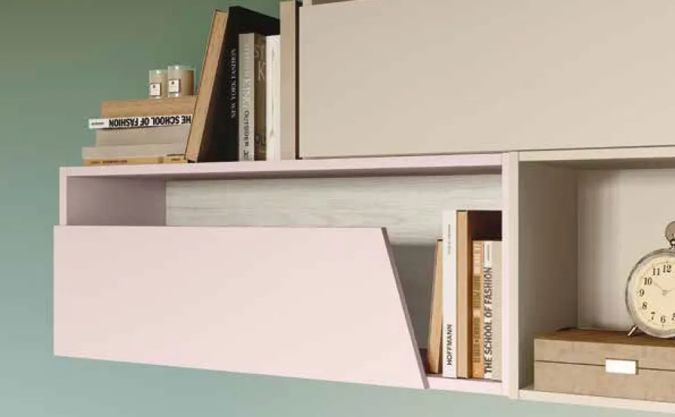 Scrivania moderna in Bianco e Olmo per cameretta disponibile in vari colori