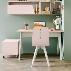 Scrivania moderna in Bianco e Olmo per cameretta disponibile in vari colori