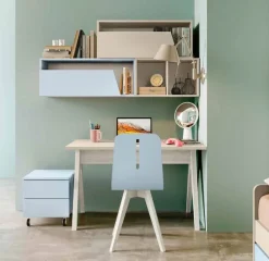 Scrivania moderna in Bianco e Olmo per cameretta disponibile in vari colori