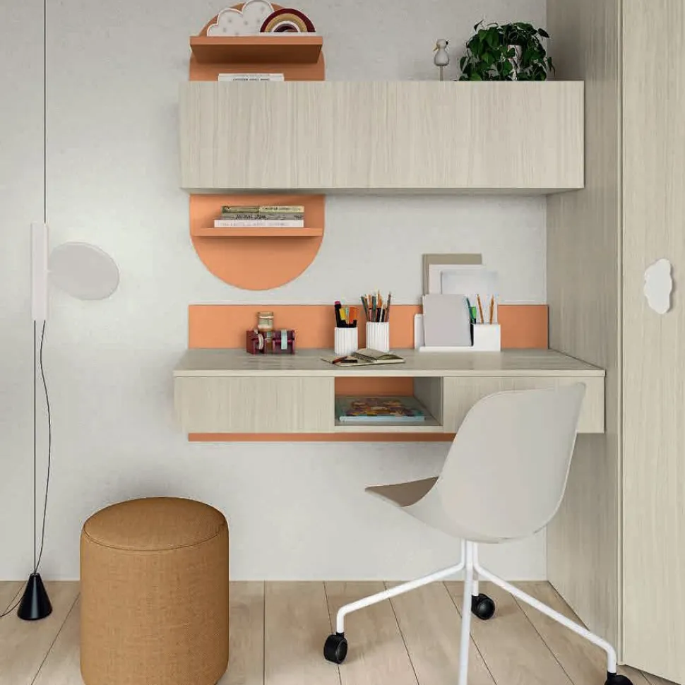 Scrivania moderna sospesa con 2 cassetti disponibile in 13 colorazioni linea Volo