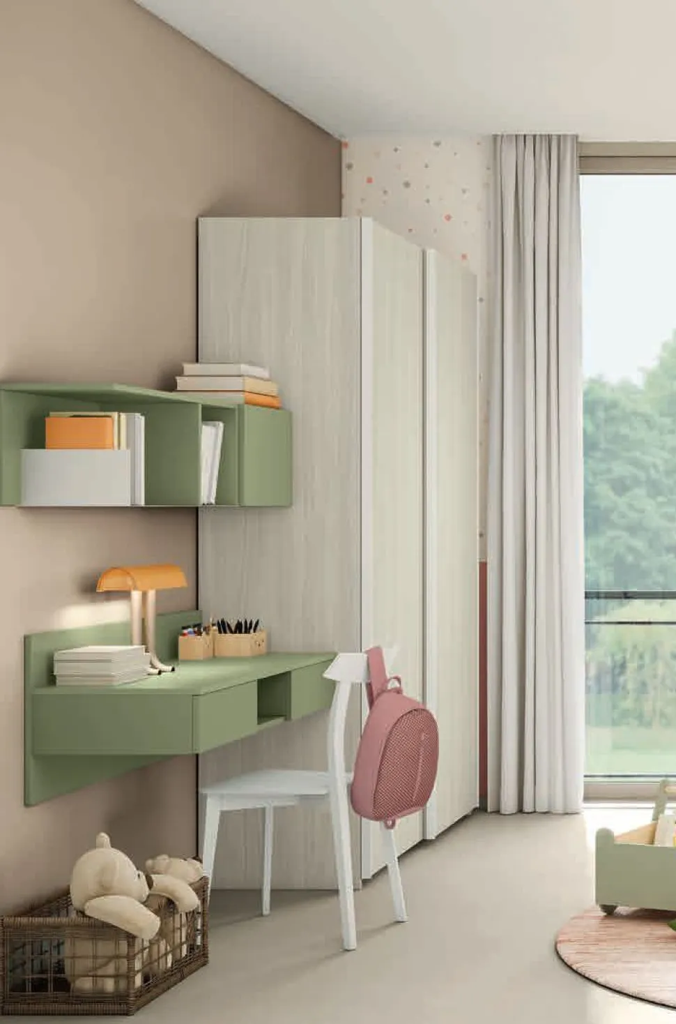 Scrivania moderna sospesa con 2 cassetti disponibile in 13 colorazioni linea Volo
