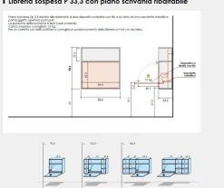Scrivania sospesa a scomparsa salvaspazio disponibile in 3 misure e vari colori