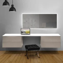 Scrivania sospesa con cassetti disponibile in 3 misure e 20 colori
