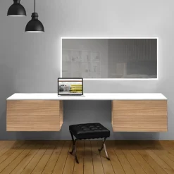 Scrivania sospesa con cassetti disponibile in 3 misure e 20 colori