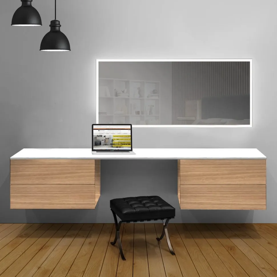 Scrivania sospesa con cassetti disponibile in 3 misure e 20 colori