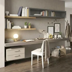 Scrivania sospesa con pensili sospesi in vetro Gabry linea Airone