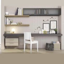 Scrivania sospesa con pensili sospesi in vetro Gabry linea Airone