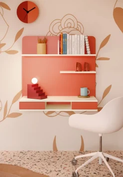 Scrivania Sospesa Moderna Linea Colorfull con Cassetti e Mensole (Colori Personalizzabili)