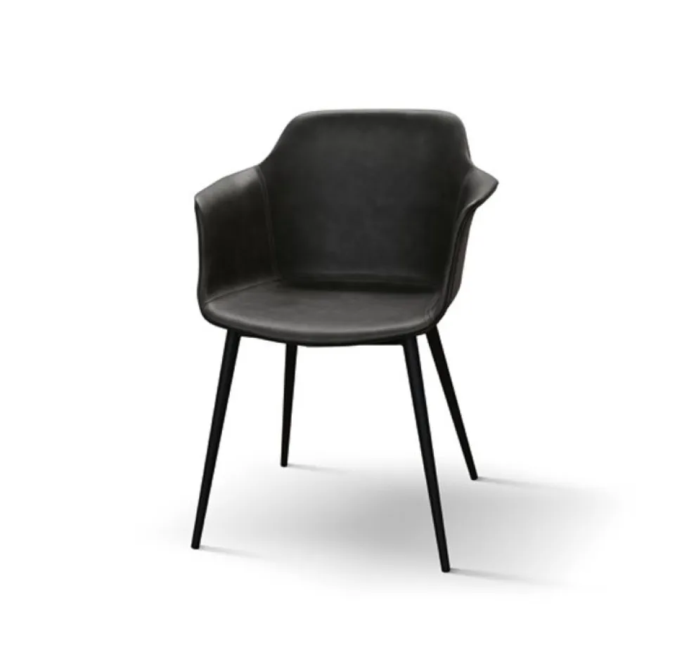 Sedia con braccioli Elly imbottita in Ecopelle