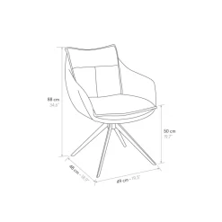 Sedia con braccioli imbottita in tessuto Alfred disponibile in 2 colori