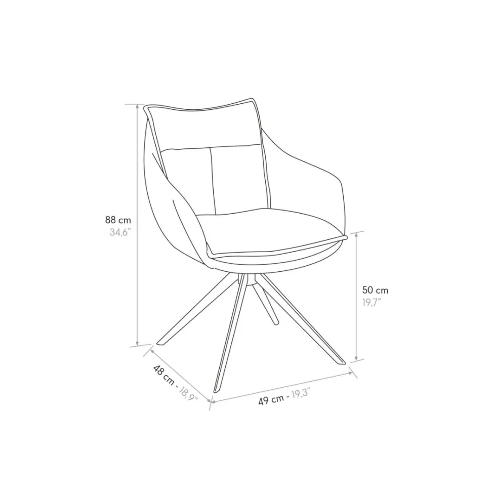Sedia con braccioli imbottita in tessuto Alfred disponibile in 2 colori