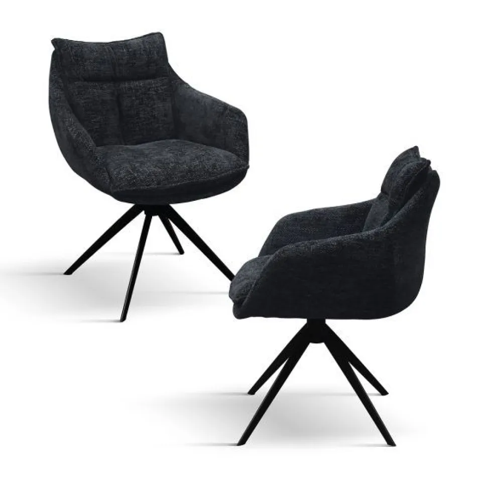 Sedia con braccioli imbottita in tessuto Alfred disponibile in 2 colori