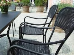 Sedia con Braccioli Intra in Ferro Grigio Antracite Antiruggine
