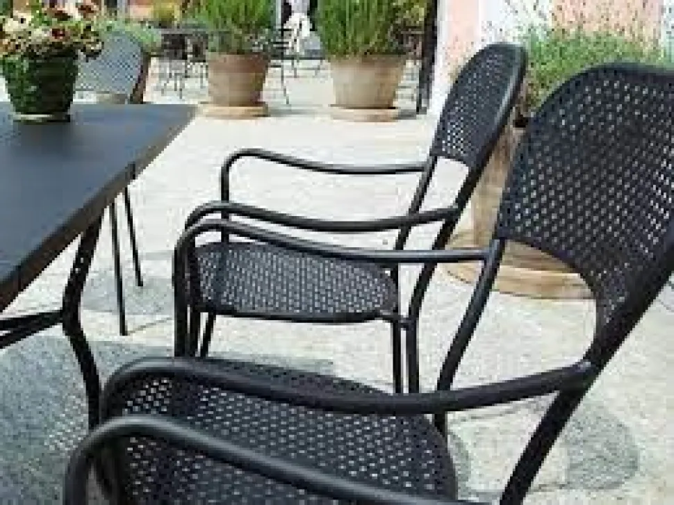 Sedia con Braccioli Intra in Ferro Grigio Antracite Antiruggine