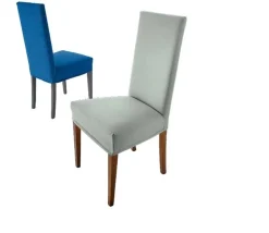 Sedia con struttura in legno e seduta imbottita in tessuto Lido