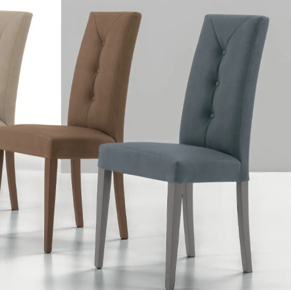 Sedia con struttura in legno e seduta imbottita Zurigo disponibile in 6 colori