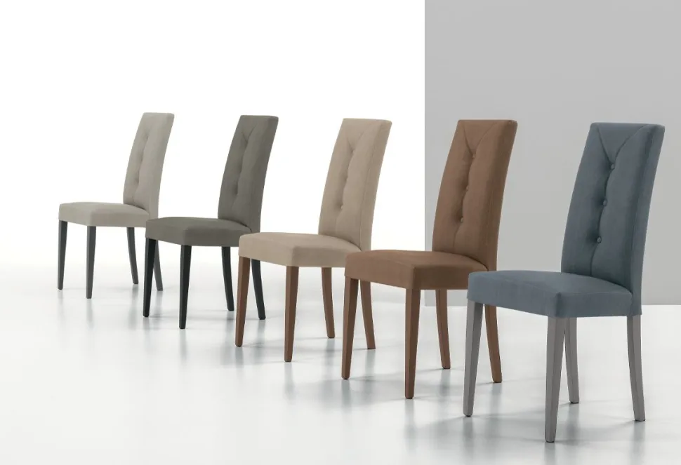 Sedia con struttura in legno e seduta imbottita Zurigo disponibile in 6 colori