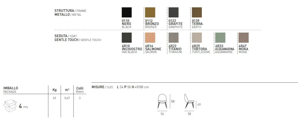 Sedia con struttura in metallo e seduta imbottita Vovo disponibile in 6 colori