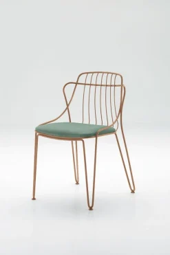 Sedia con struttura in metallo e seduta rivestita Marrakesh disponibile in 7 colori