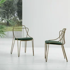 Sedia con struttura in metallo e seduta rivestita Marrakesh disponibile in 7 colori