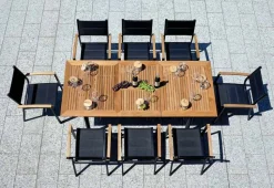 Sedia da Esterno Impilabile Tenerife in Alluminio, Teak FSC e Textilene Imbottito in 2 colori