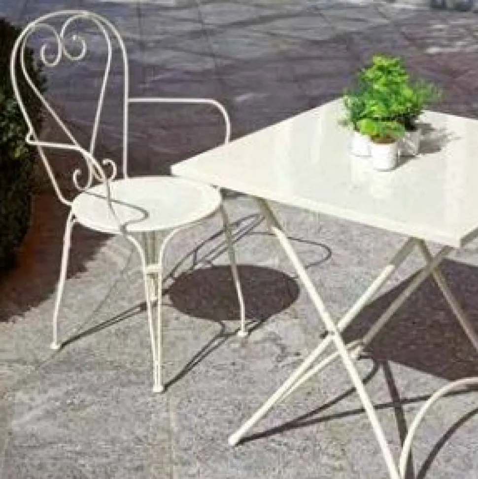 Sedia da giardino impilabile con braccioli Sirmione colore Avorio