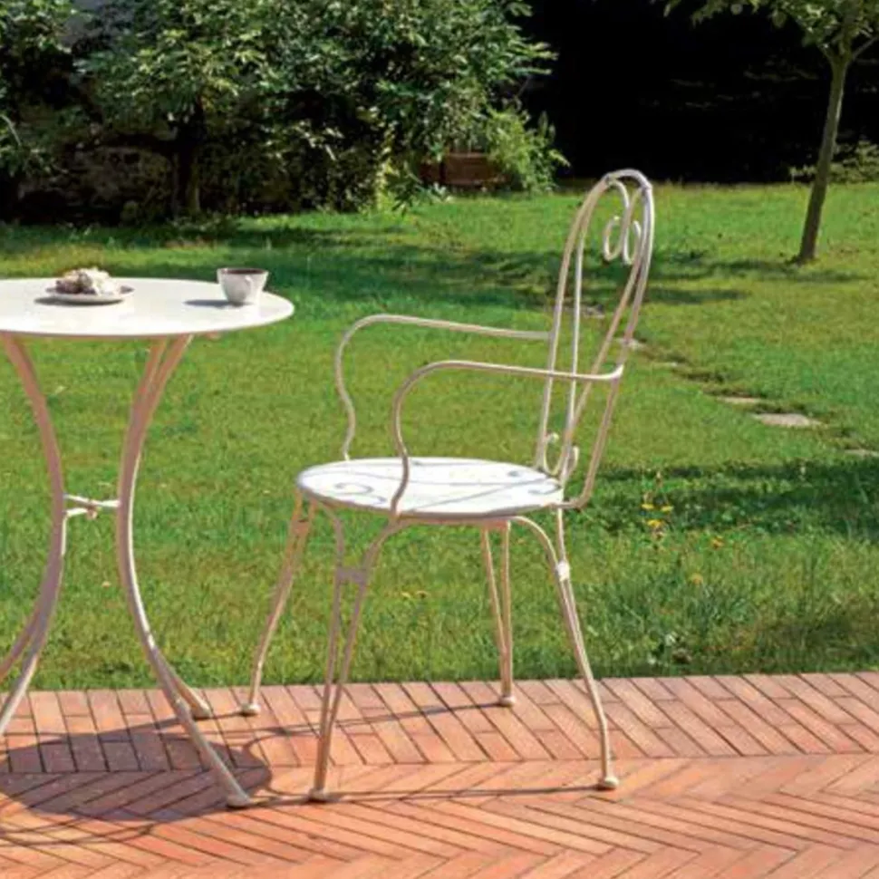 Sedia da giardino impilabile con braccioli Sirmione colore Avorio