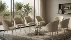 Sedia di Design struttura in metallo Champagne e Tessuto Beige