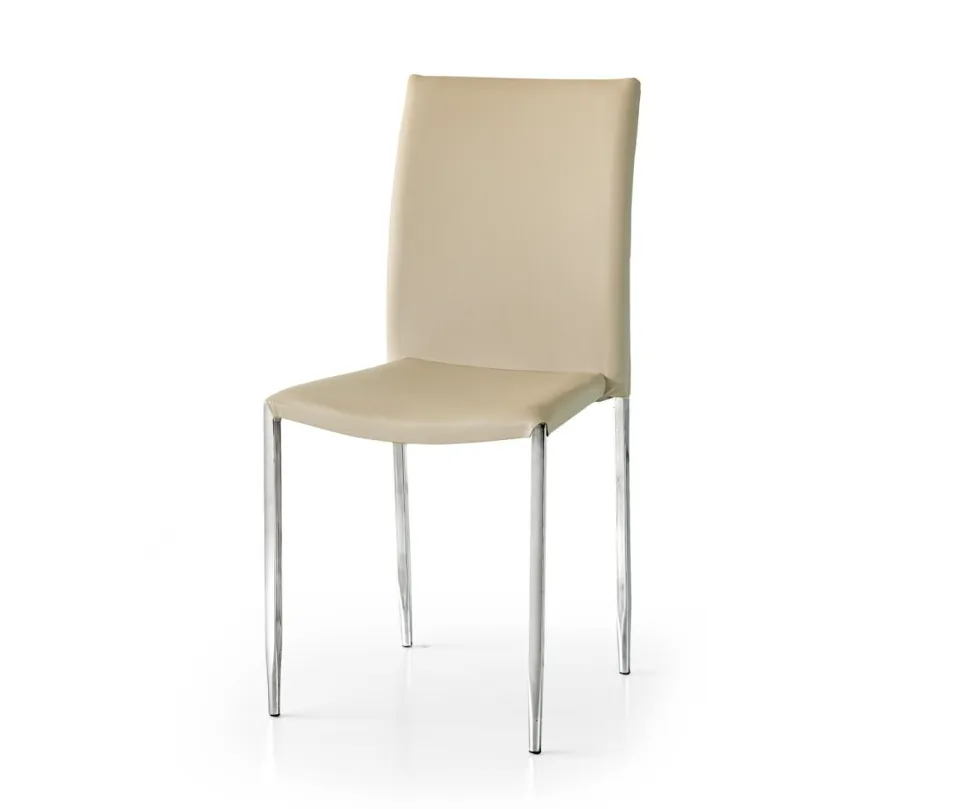 Sedia imbottita e rivestita in ecopelle Leila disponibile in 3 colori