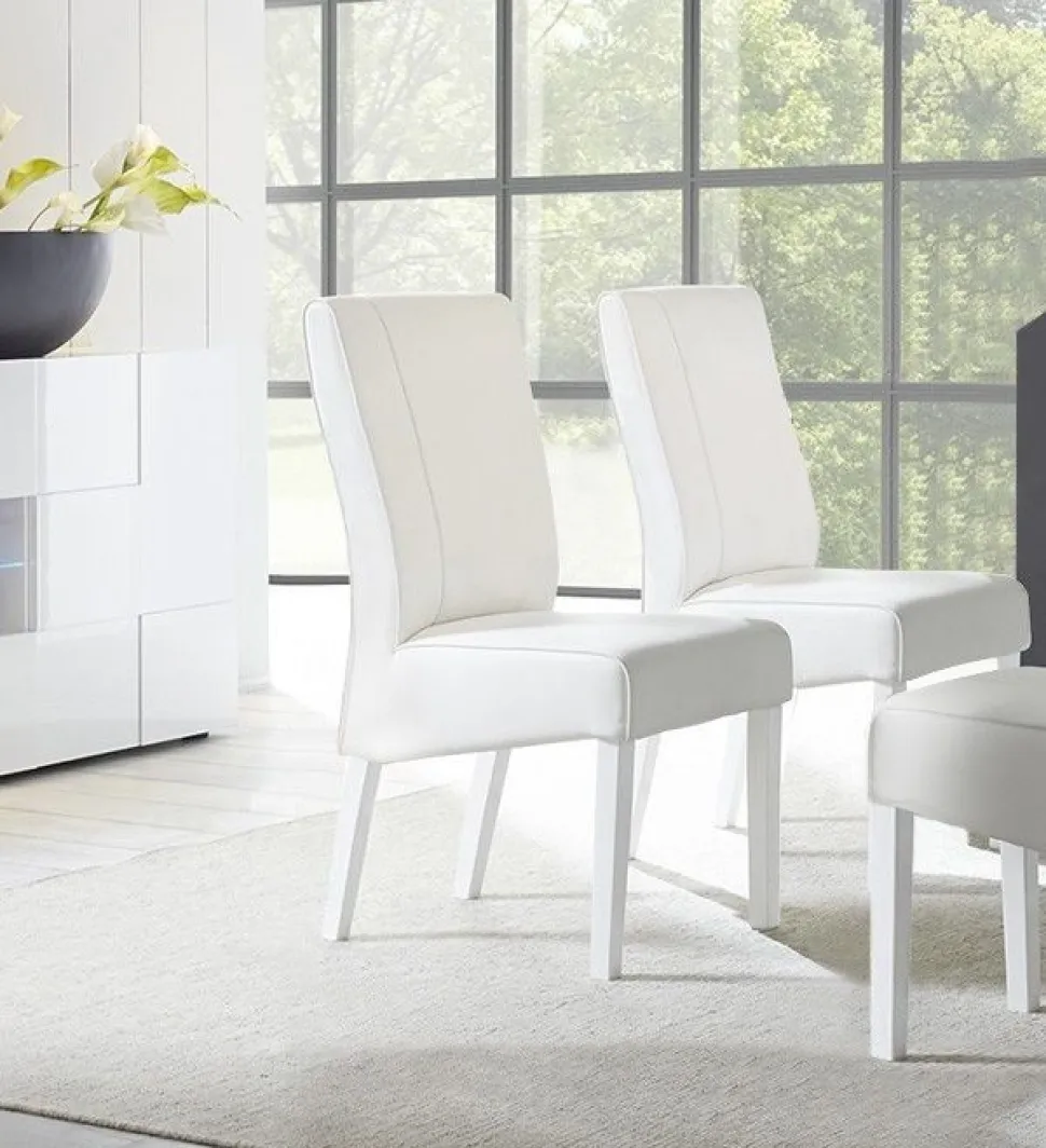 Sedia Pure in ecopelle bianca