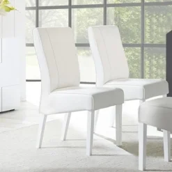 Sedia Pure in ecopelle bianca