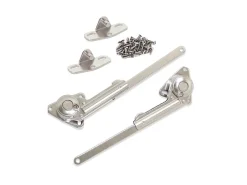 Set di braccetti con porta a battente NSDX, forza 20-70kgxcm, Acciaio e Zama, Nichelato