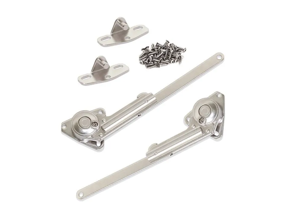 Set di braccetti per porte elevabili NSDX, forza 20-70kgxcm, Acciaio e Zama, Nichelato