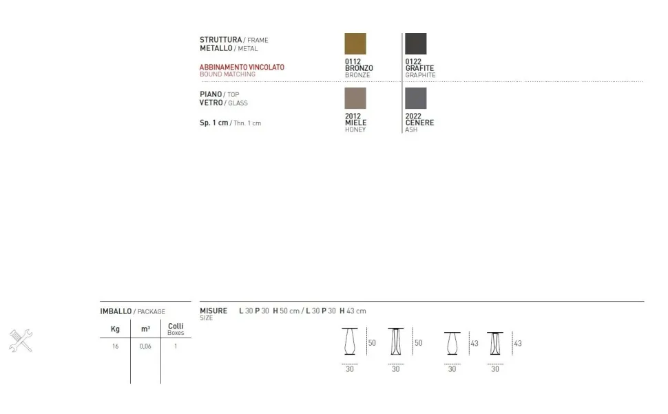 Set di due tavolini angolari con piano in vetro temprato trasparente Tile